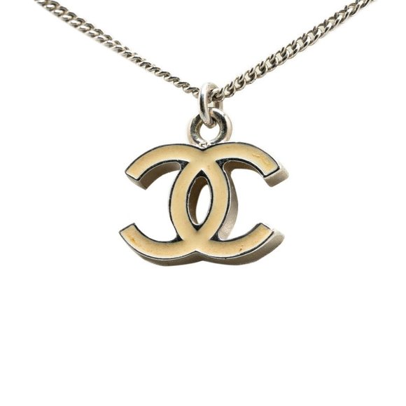 Chanel Coco Mark Necklace in Silver and Beige Metal for Women - Picture 1 of 6